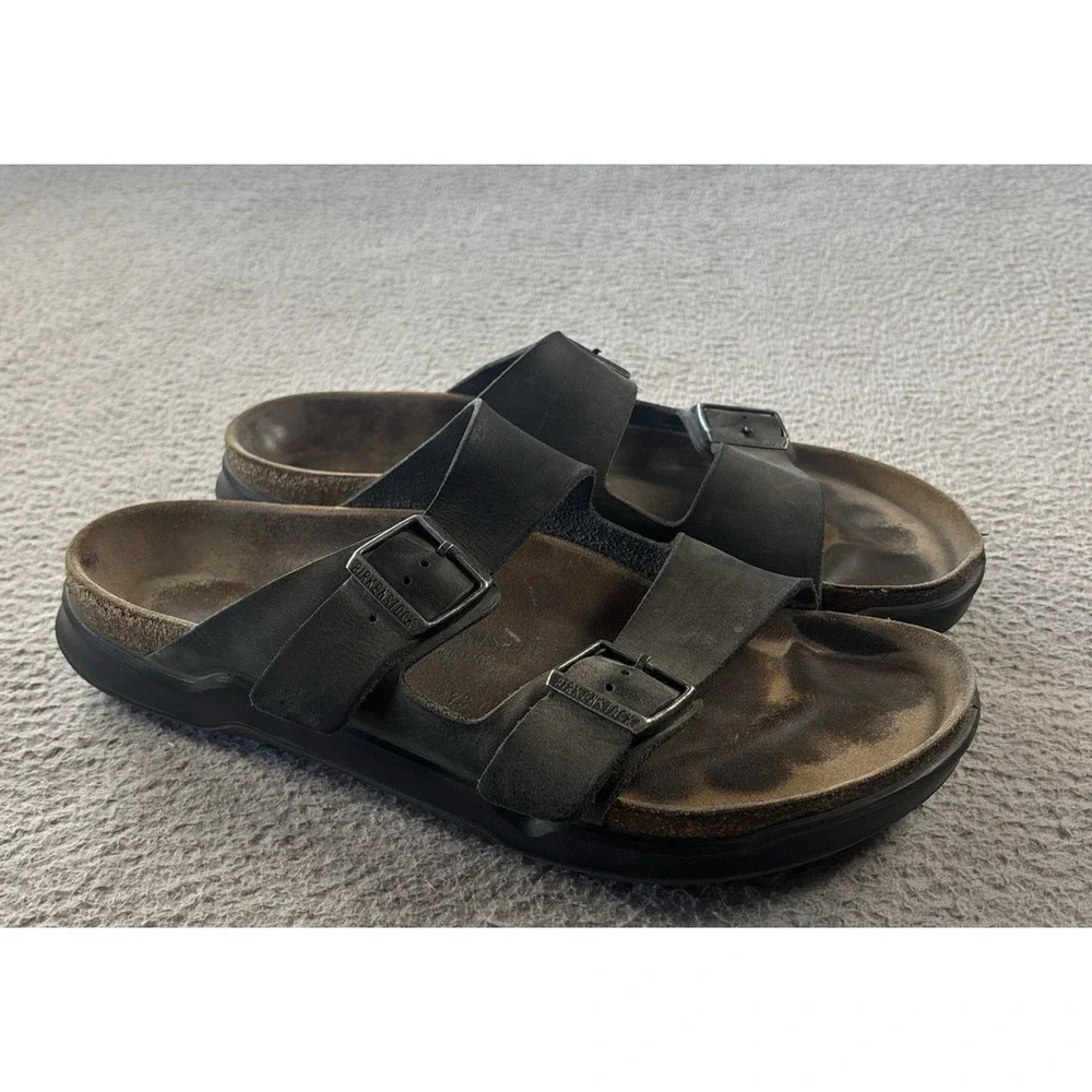 Birkenstock Arizona Sandals Mens 45 US 12 Gray Oiled Leather Rugged Sole